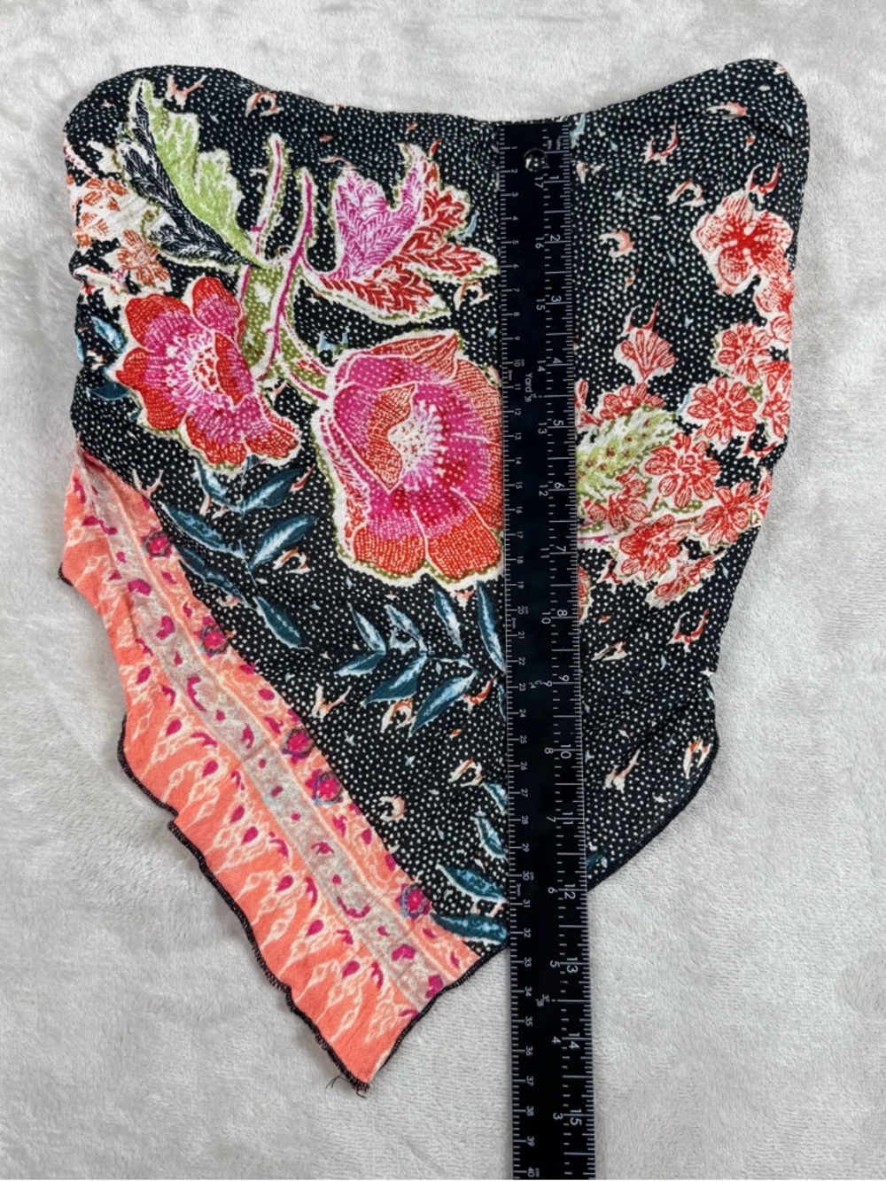 Free People FP One Petite Boho Floral Smocked Bandana Tube Top Black Pink SP - Picture 6 of 9